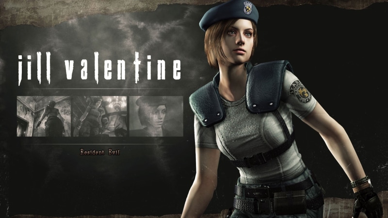 occupation, illustration, standing, adult, architecture, valentine, Resident Evil HD Remaster, Jill Valentine, young adult, black background, one person