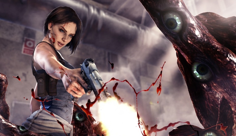 Monster, Gun, Resident Evil 3: Nemesis, Girl, Blood, Resident Evil, Jill Valentine, 1080P