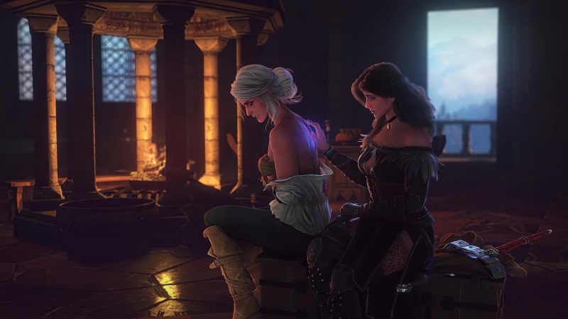 people, 2K, Yennefer, The Witcher, fantasy art, digital, couple, Cirilla, video game art, The Witcher 3: Wild Hunt, Ciri, medieval, video games