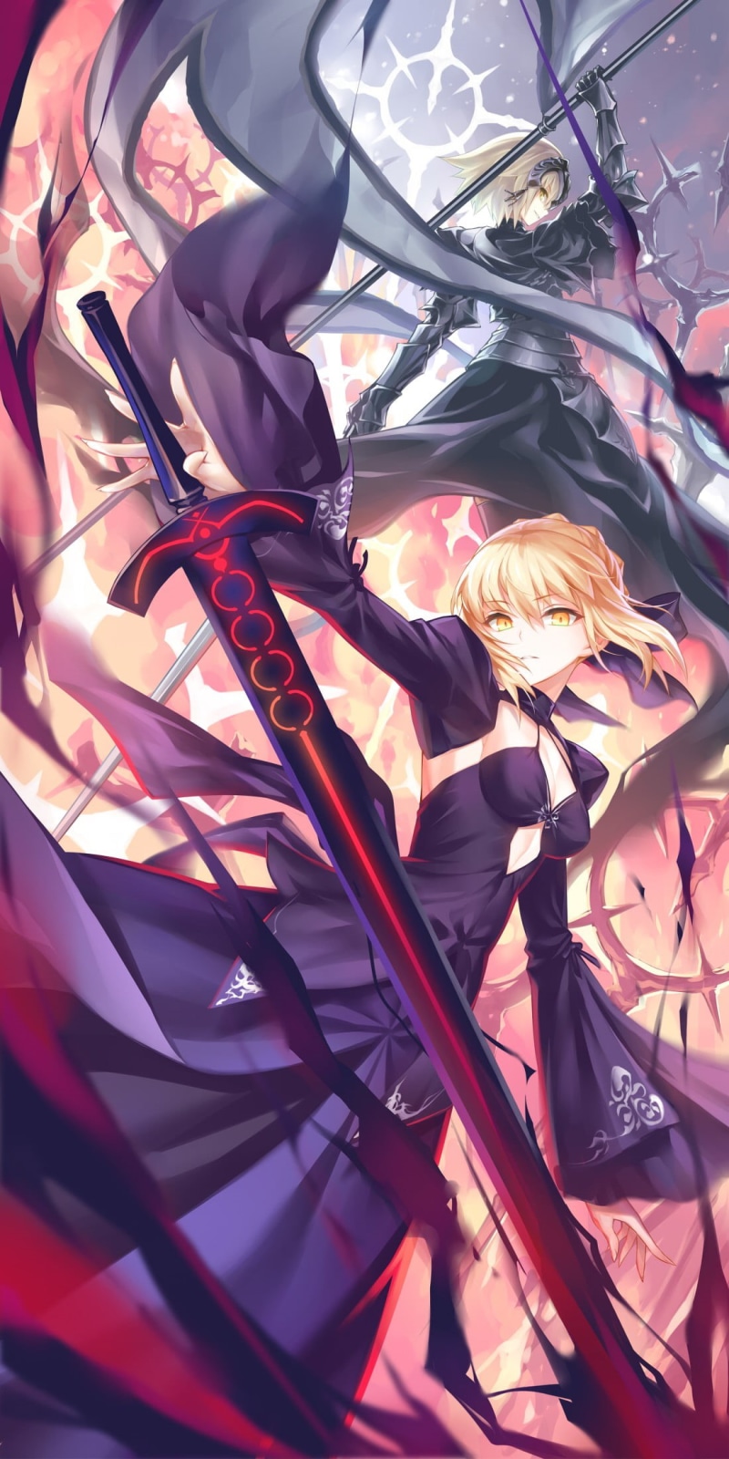 high angle view, young adult, people, Fate Series, emotion, standing, males, untitled, Ruler (Fate/Grand Order), women, event, occupation, 1080P, Saber Alter
