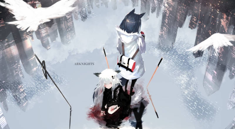 Lappland(Arknights), anime girls, 720P, Texas (Arknights), Arknights, Fujinohara Akihira, anime, reflection