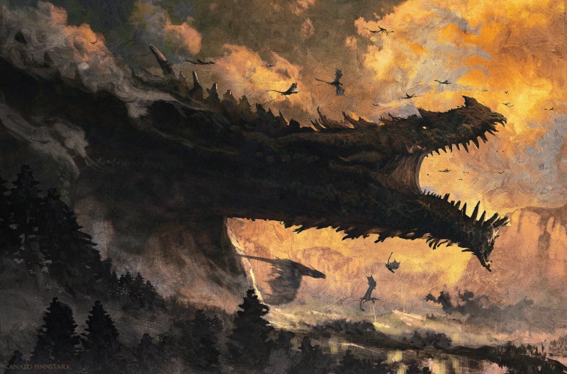 artwork, dragon, Middle Earth, 720P, Ancalagon The Black, The Silmarillion, fantasy art, The Lord of the Rings