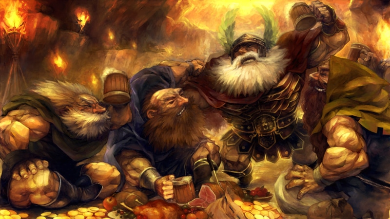 decoration, fantasy art, dwarves, no people, mammal, art and craft, vertebrate, domestic animals, celebration, bird, Dragons Crown, group of animals, dwarfs