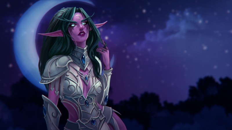 1080P, WarCraft, Illustration, The Rustle Of The Wind, Whisperwind, Elf, Characters, Art, Blizzar, Figure, Tyrande Whisperwind, A month, The Tyrande Whisperwind