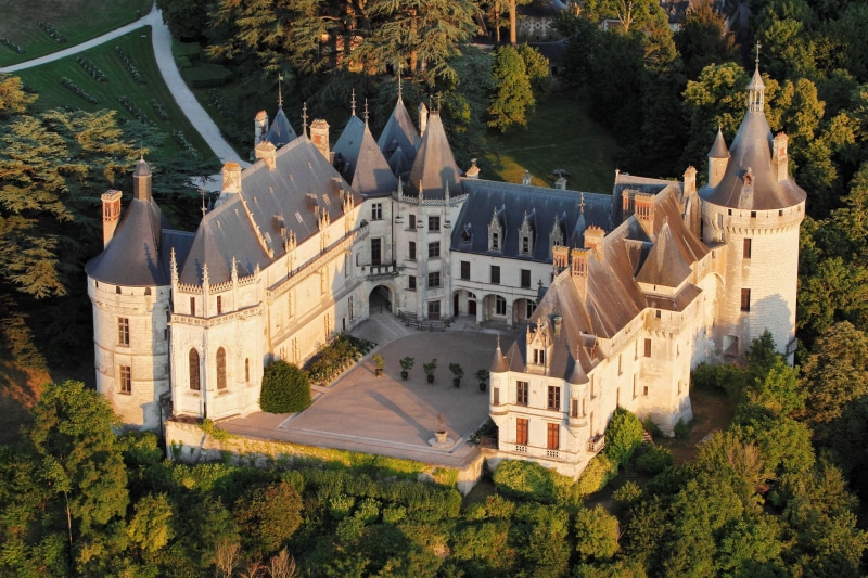 growth, plant, history, tower, 1080P, outdoors, castle, the past, France, architecture, house, Loire, grass, building exterior, birds eye view, sunlight