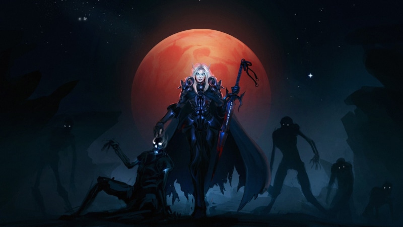 Moon, World of Warcraft, undead, Death Knight, Blood Elf, 1080P