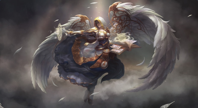 world, warrior, blood, warcraft, angel, hood, elf, girl, feathers, wings, smoke, magic, wow, 1080P, book, fantasy