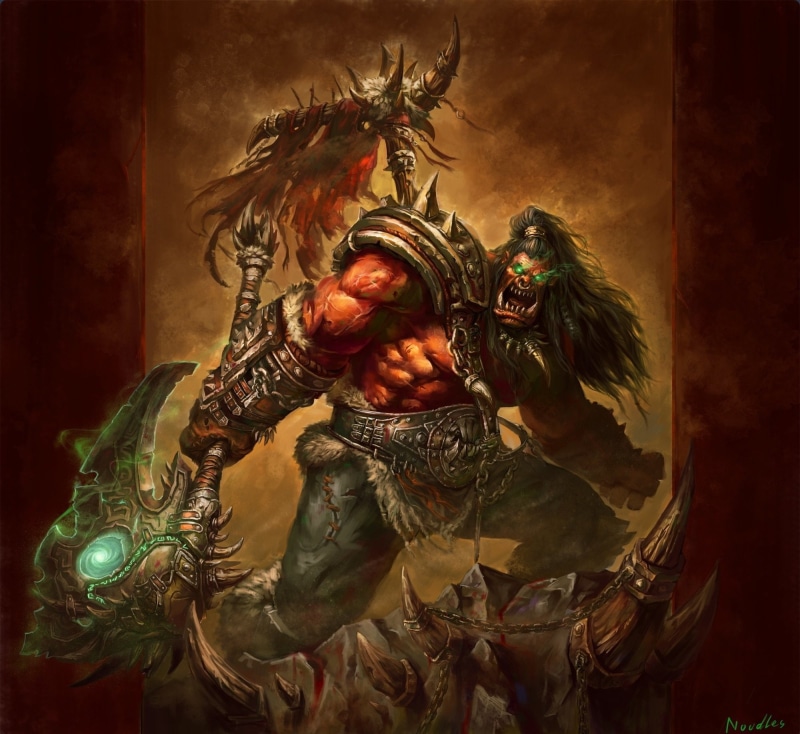 warriors, games, battle, 1080P, world, orc, thrall, fantasy, axes, wow, ork, warcraft