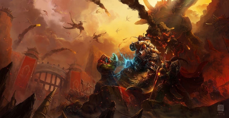 built structure, art and craft, architecture, water, low angle view, Garrosh Hellscream, building, outdoors, celebration, World of Warcraft, video games