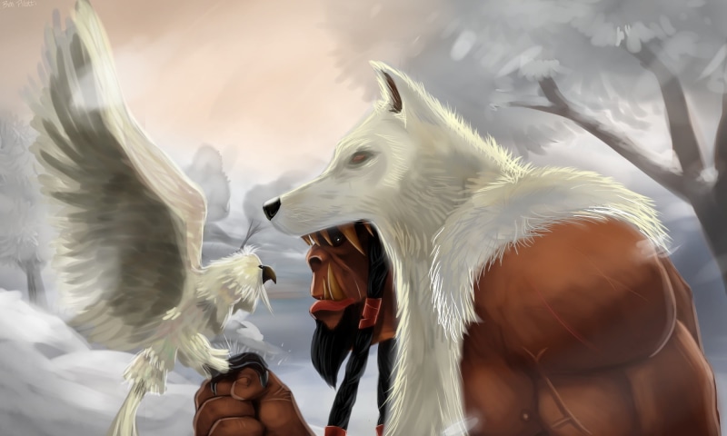 ork, mammal, leisure activity, outdoors, carnival - celebration event, white, Orc, horse, frost wolf, art and craft, lifestyles, 1080P, animal Head