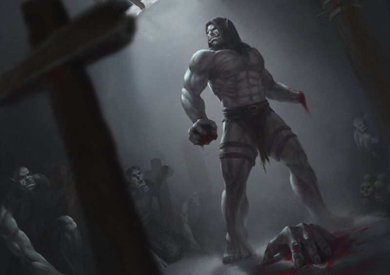 monster, world of warcraft, cross, 4K, running, strength, dark, figurine, war, Kargath Bladefist, conflict, young adult, hand, weapon, heroes