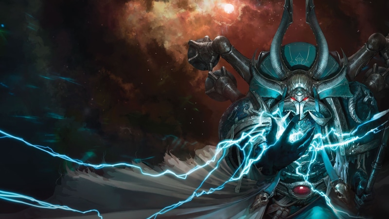 1080P, architecture, no people, blue, digital, Warhammer 40,000, human representation, indoors, representation, lighting, Chaos Space Marines, monster