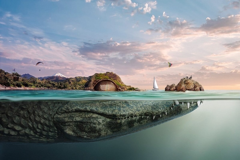 sea, snowy peak, reflection, sky, scenics, backgrounds, water, famous Place, tree, sand, cultures, idyllic, underwater, no people, coastline, landscape