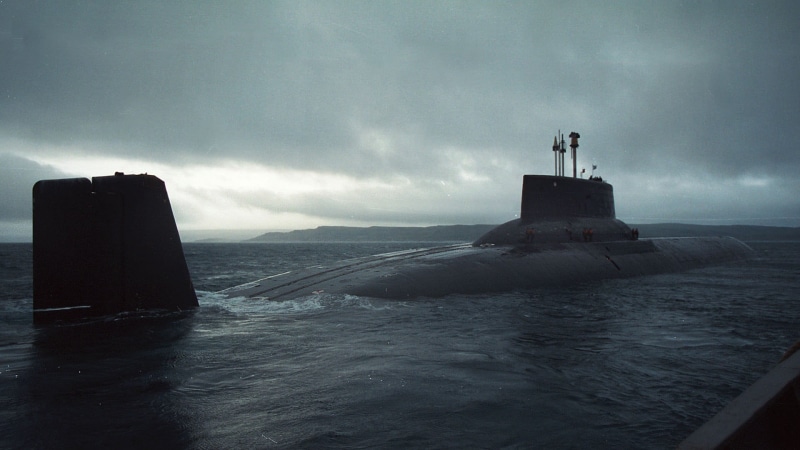 gray, submarine, sailboat, outdoors, transportation, security, Typhoon class nuclear submarine, lighthouse, 1080P, cloud - sky, navy, sea, guidance, building