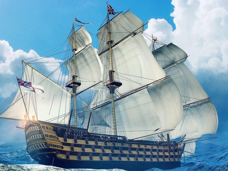 mode of transportation, sail, sky, nature, outdoors, 720P, ship, mast, cloud - sky, no people, boat, brown, water, sailboat, painting, travel, sea, low angle view