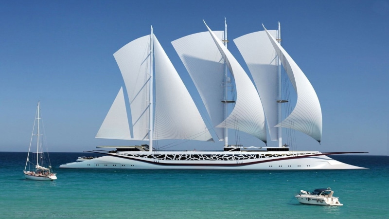outdoors, sailing, beauty in nature, yacht, yachting, white, horizon, sailing ship, blue, yachts, nature, luxury, black, 1080P, ship, no people, transportation