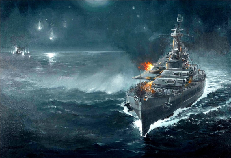 linear, craft, power, shipping, freight transportation, battleship, outdoors, war, mode of transportation, sea battle, wave, business, ship, American battleship " Washington"