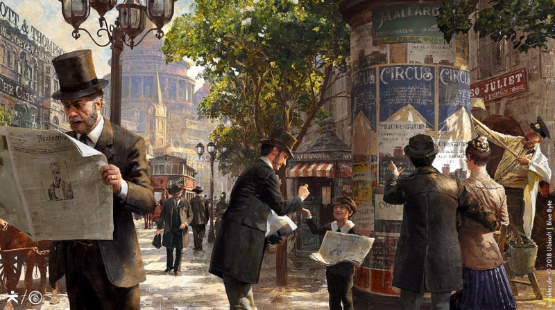 Video Game, Street, Newspaper, People, Anno 1800, 1080P