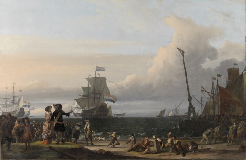 land, animals in the wild, Netherlands, animal, painting, Ludolf Bakhuizen, artwork, group of animals, women, Amsterdam, mammal, flag, vertebrate, large group of animals