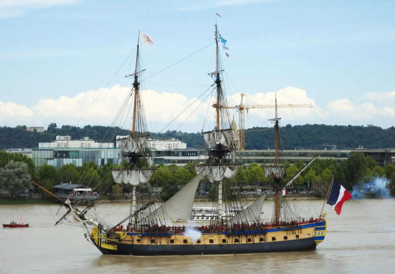 water, Wharf, waterfront, military Ship, hermione, 4K, garonne, Maritime, ship, mode of transportation, passenger Ship, Navigation, Boats, transportation