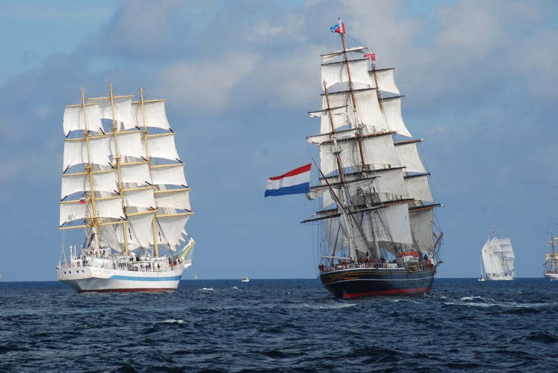 ship, water, pole, three masts, wind, Sail Ship, outdoors, navy, competition, sail, clipper, passenger Ship, no people, architecture, sailboat, transportation