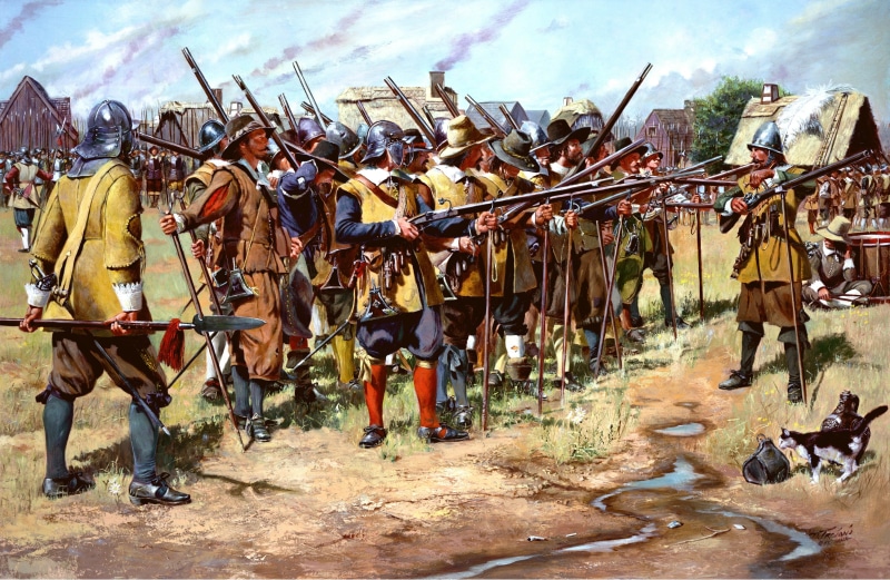 group, men, state, animal, working animal, painting, herbivorous, army, land, picture, artist don Troiani, domestic, 4K, livestock, sky, The birth of the National guard of the United States