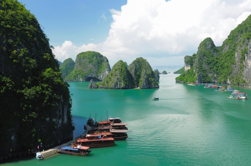 Ha Long Bay, tranquility, Halong Bay, travel, water, nature, Vietnam, passenger craft, outdoors, mountains, 4k, sky, river, nautical vessel, 4K, plant