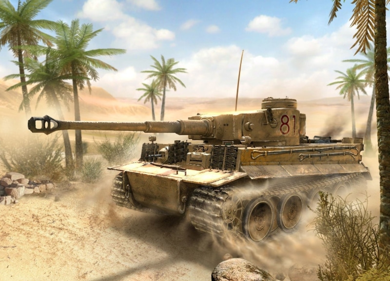 fighting, motion, weapon, world War II, land Vehicle, nature, camouflage, tank, heavy, plant, armored Vehicle, day, sandy, art, Africa, aggression, army