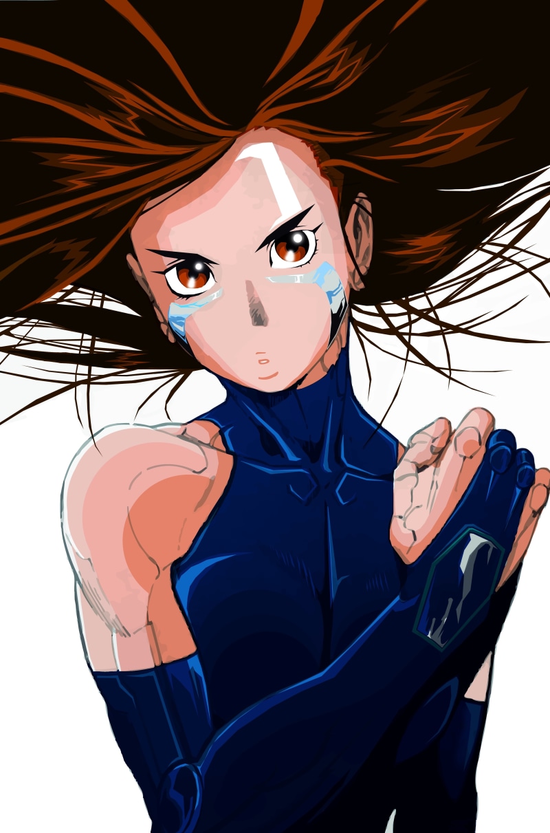 human face, human body part, looking at camera, young adult, men, GUNNM, creativity, teenager, young men, one person, Battle Angel Alita, males, serious