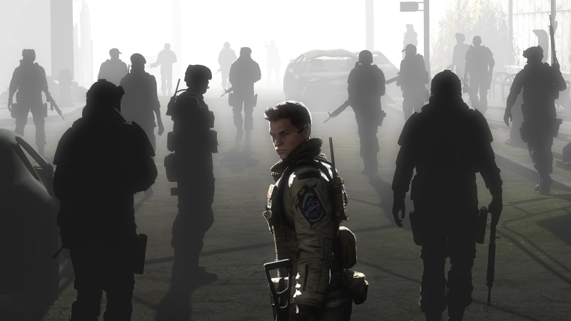 1080P, adult, city, men, travel, group of people, digital art, outdoors, crowd, silhouette, day, video games, standing, soldier, people, digital