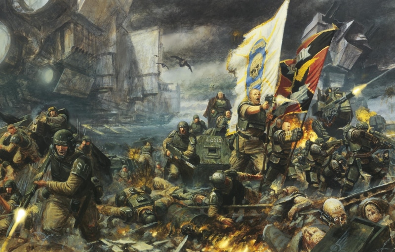 Imperial Guard, flag, human, Warhammer 40 000, 1080P, Astra Militarum, war, soldier