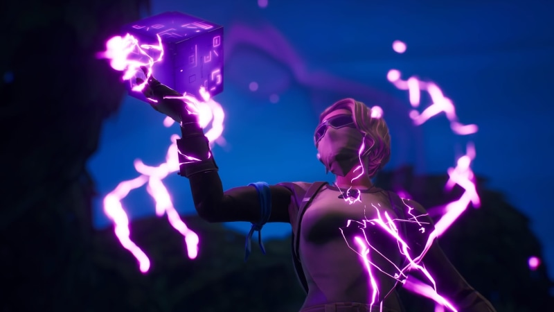 illuminated, young adult, night, 1080P, hairstyle, black background, one person, adult, standing, waist up, Fortnite, video games, light - natural phenomenon
