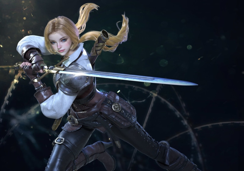 blonde, women, warrior, digital art, fantasy art, 1080P, sword, Arena of Valor