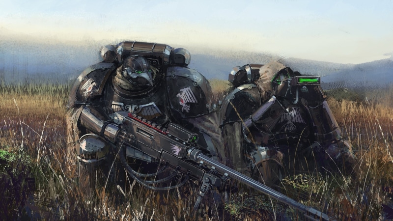 grass, Warrior, transportation, land, 1080P, land vehicle, Warhammer 40K, motorcycle, occupation, environment, mode of transportation, Armor, plant, sky