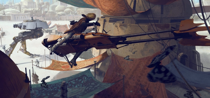 speeder bike, Star Wars, artwork, 2K, scout trooper