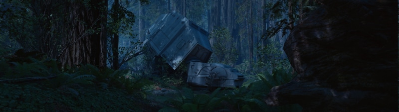outdoors, mystery, horror, building, plant, architecture, nature, day, dusk, ghost, adult, star wars battlefront star wars atat dual monitors endor battle of endor video games