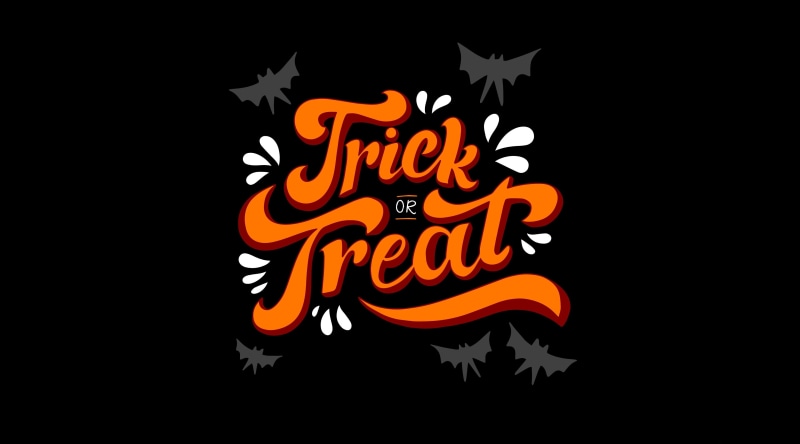 Holidays, treat, Orange, Black, 4K, Typography, Halloween, trick, Background