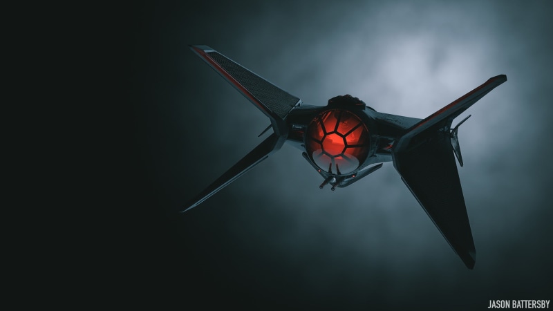 digital art, invertebrate, mid-air, pendant, floral, animal wing, copy space, black, airplane, Jason Battersby, TIE Fighter, lamp, air vehicle, ominous