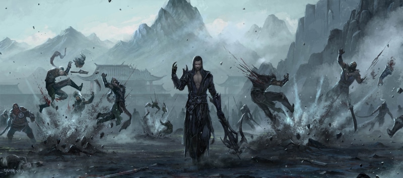woman, fantasy, crossbow, war, fantasy art, warriors, 2K, art, suit, photo, holding, black