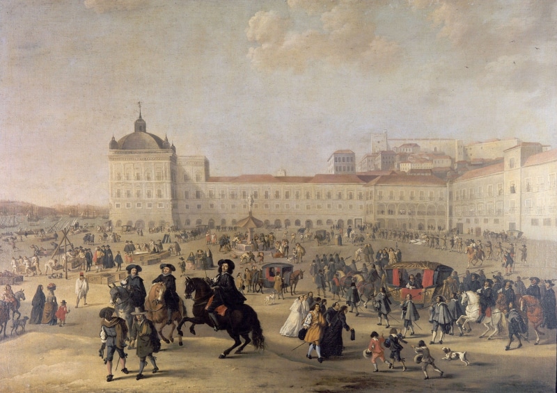 building exterior, portugal, adult, architecture, horseback riding, plaza, day, buildings, domestic animals, crowd, arts And Entertainment, military, building