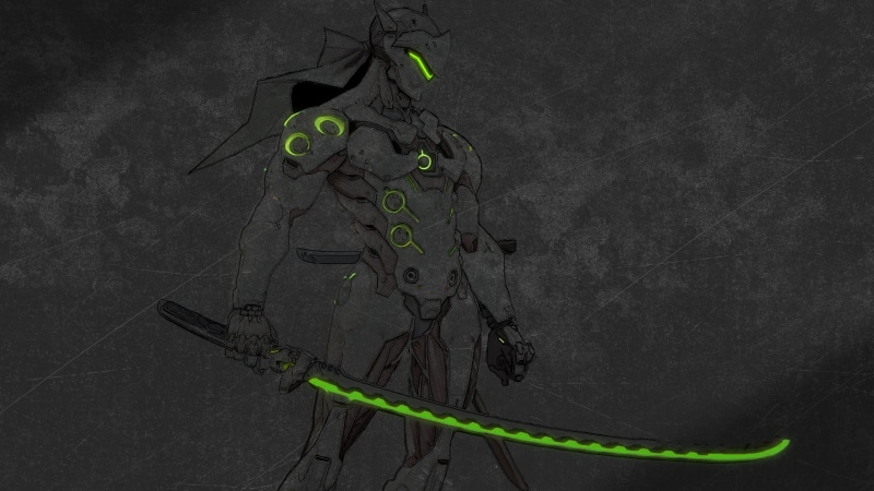 tree, branch, plant part, Overwatch, people, weapon, low angle view, sword, creativity, isolated color, leaf, day, war, green color, digital