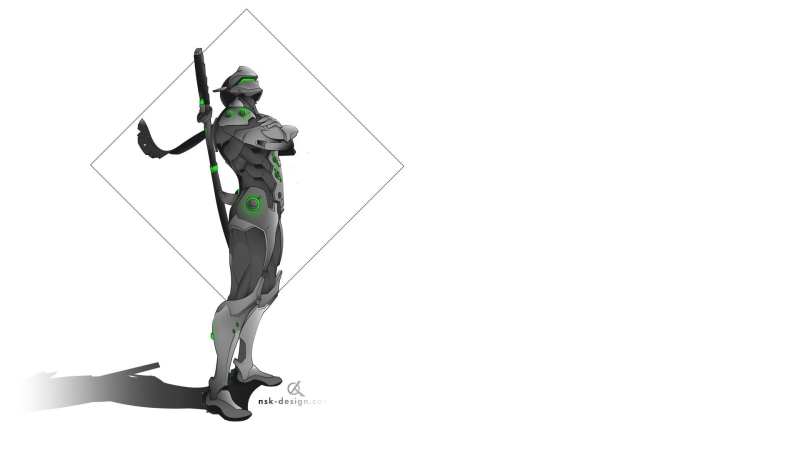 cyborg, Genji (Overwatch), Hanzo (Overwatch), copy space, activity, Overwatch, helmet, clothing, ninjas, real people, full length, studio shot, men, one person