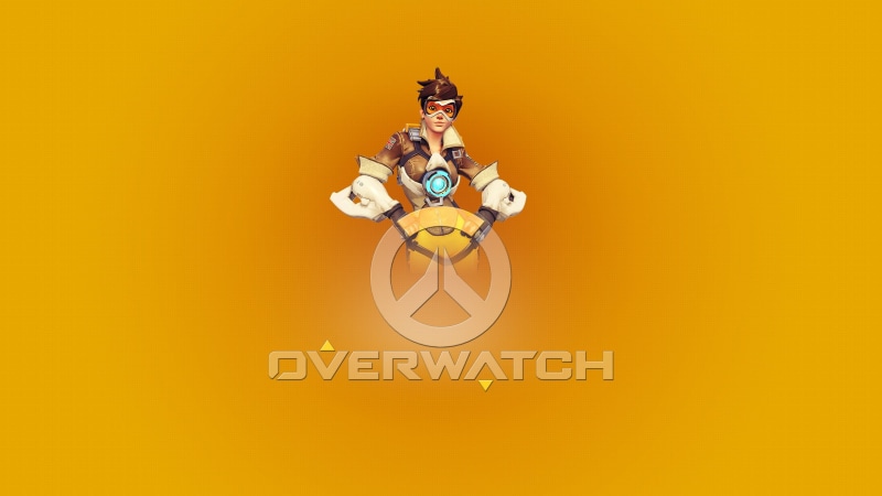 one person, copy space, fun, humor, Tracer (Overwatch), Overwatch, colored background, representation, human representation, studio shot, yellow, Lena Oxton