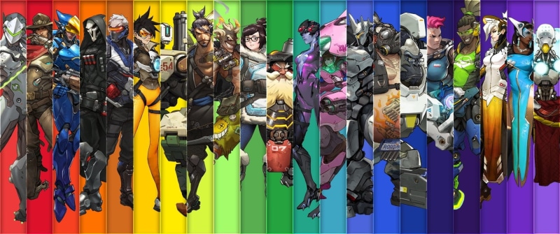 sale, Overwatch, art and craft, hanging, no people, Symmetra (Overwatch), choice, for sale, market, Zenyatta (Overwatch), panoramic, McCree (Overwatch)