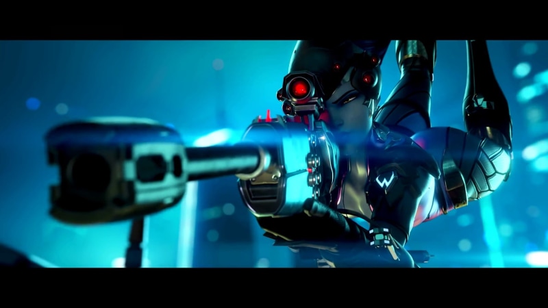 game, focus on foreground, transparent, Amélie Lacroix, selective focus, Affiliation: Talon, Overwatch, music, day, Widowmaker (Overwatch), reflection