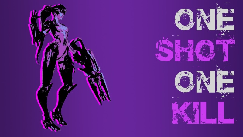 close-up, Widowmaker (Overwatch), 1080P, illuminated, studio shot, personal accessory, purple background, indoors, healthcare and medicine