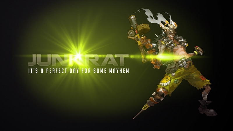 illuminated, lens flare, yellow, sport, backgrounds, abstract, light - natural phenomenon, Junkrat, night, black background, close-up, Junkrat (Overwatch)