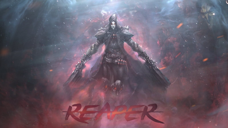 night, outdoors, digital, Blizzard Entertainment, Overwatch, red, religion, mystery, arts culture and entertainment, Reaper (Overwatch), spirituality, underwater
