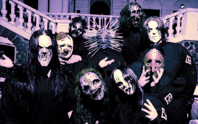 built structure, Jim Root, Mick Thomson, real people, Sid Wilson, Corey Taylor, art and craft, wearing, costume, costumes, Metal, mask - disguise, Shawn Crahan