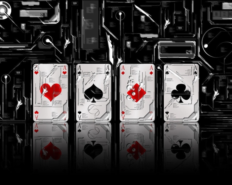 repetition, Card, four, aces, metal, scheme, close-up, communication, security, business, order, safety, 720P, indoors, sign, control, cards, red, equipment